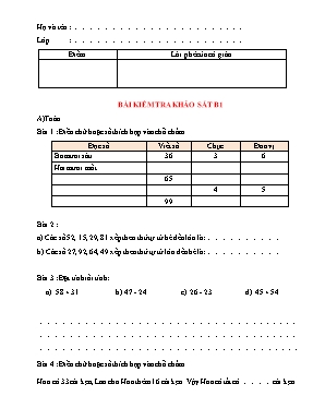 Bài kiểm tra khảo sát B1 môn Toán Lớp 1 (Bộ sách Chân trời sáng tạo)